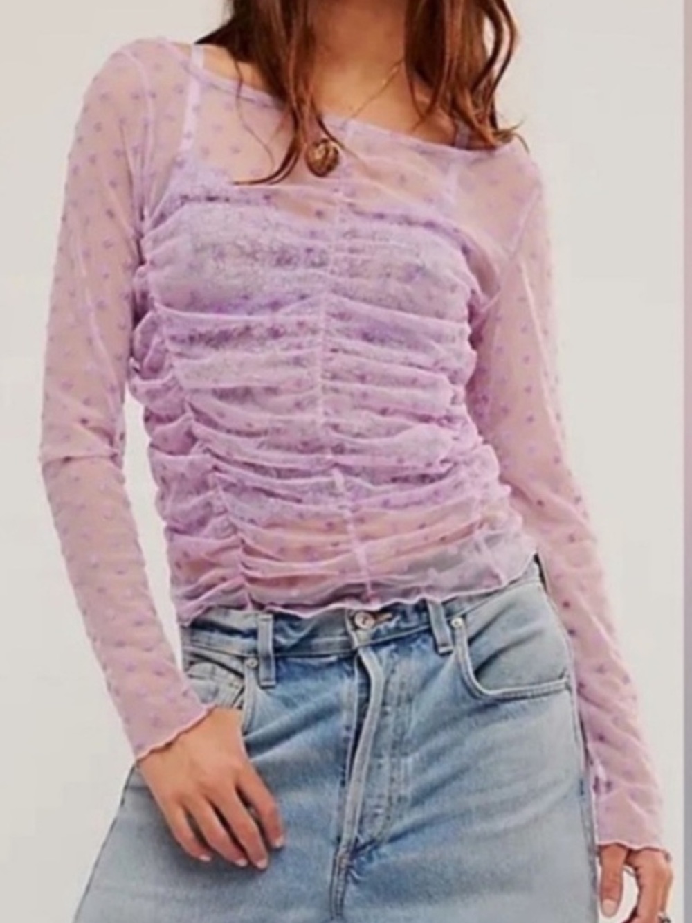 Free People Large Top Intimately Most Likely Layering in Lavendula mesh